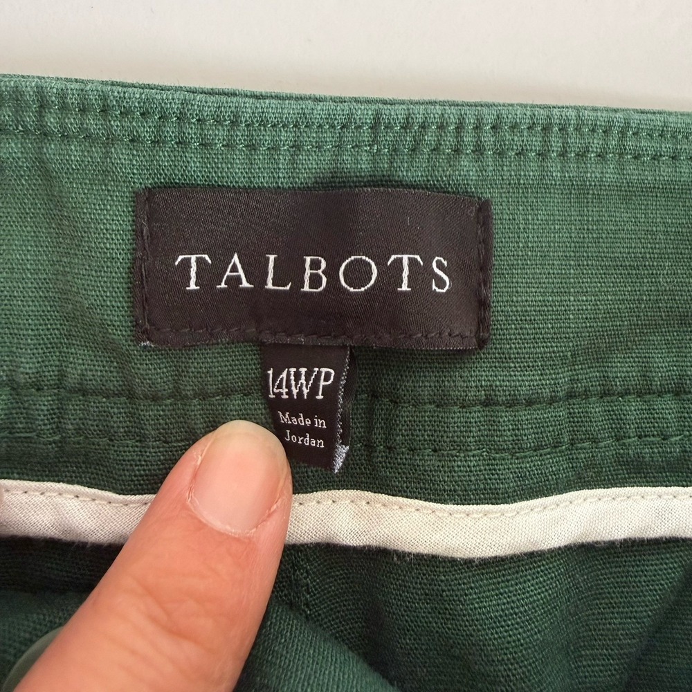 Talbots Green Sailor Pants Womens 14w Petite Wide Leg Gold Button High Rise Crop - Picture 4 of 8